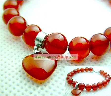 Chinese Classic Kai Guang Red Agate Tibet Silver Bracelet (keep peace and safe)