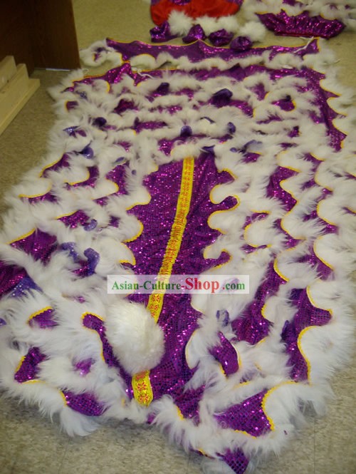 Professional Chinese Southern Lion Dance Tail, Pants and Shoes Set (Long Sheep Wool + Sequins)
