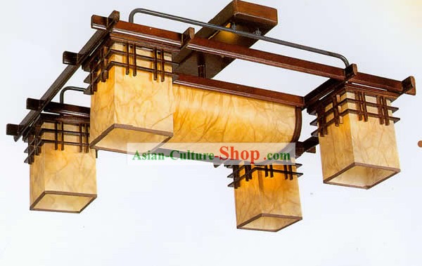 30 Inches Length Large Chinese Classical Sheepskin and Wooden Ceiling Lanterns Complete Set