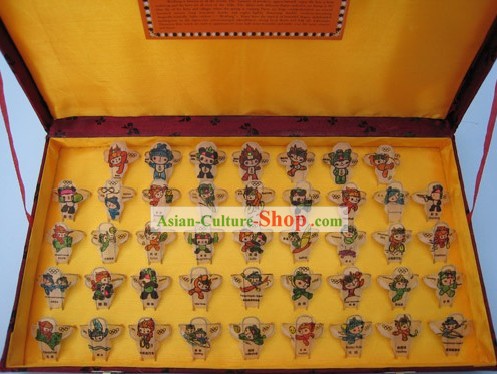 Chinese Classical Hand Painted and Made 43 Kites Set - Fu Wa of Beijing Olympics