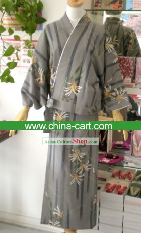 Traditional Ancient Grass Japanese Kimono Handbag and Geta Full Set