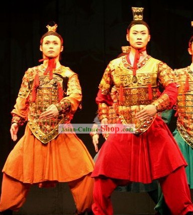 Chinese Terra Cotta Warrior Hat and Dance Costume Set