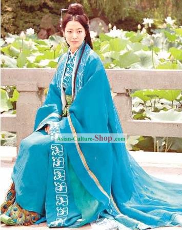 Ancient China Qin Dynasty Princess Blue Cinema Costumes