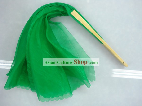 Chinese Traditional Green Silk Dance Fan