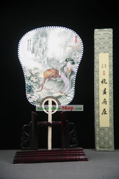 China Ancient Palace Paper Sleeping Beauty Fan with Fan Base