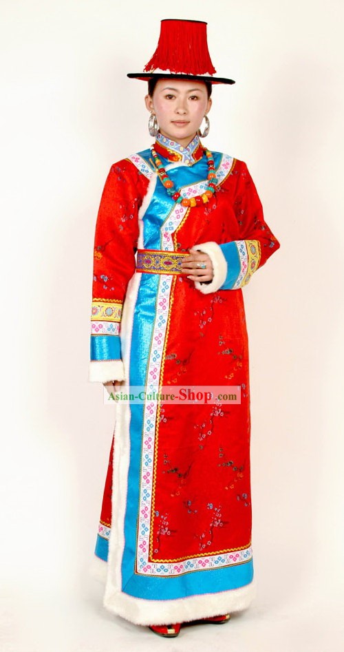 Tibetan Traditional Costumes and Hat Set