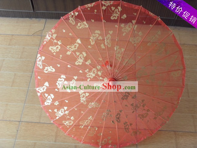 Chinese Hand Made Transparent Silk Dance Umbrella