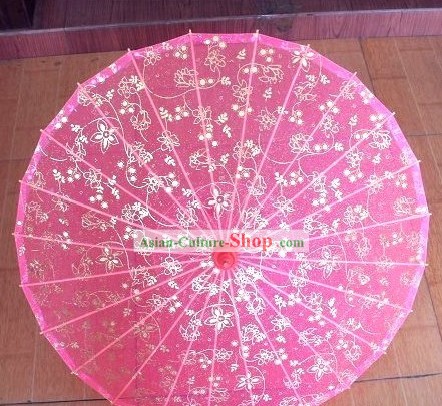 Chinese Handmade Transparent Pink Silk Dance Umbrella
