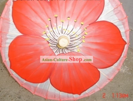 Chinese Classic Red Flower Dance Silk Umbrellas