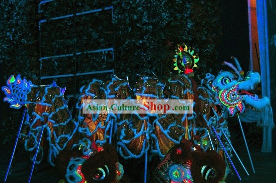 Supreme Luminous Large Wool Lion Dance Costumes Complete Set