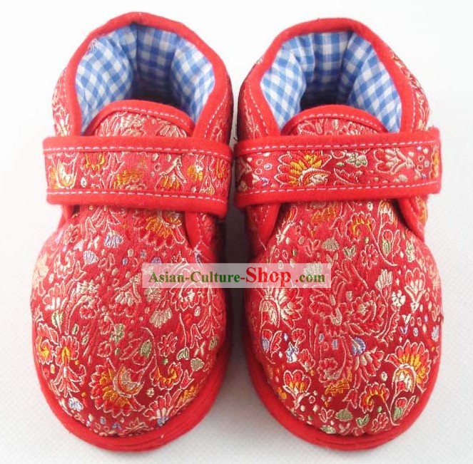Chinese Handmade Children Cotton and Silk Shoes