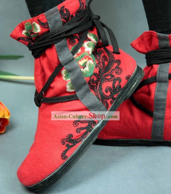 Chinese Embroidery Boots/Handmade Red Boots