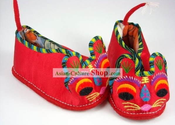 Handmade Tiger Head Shoes for Children