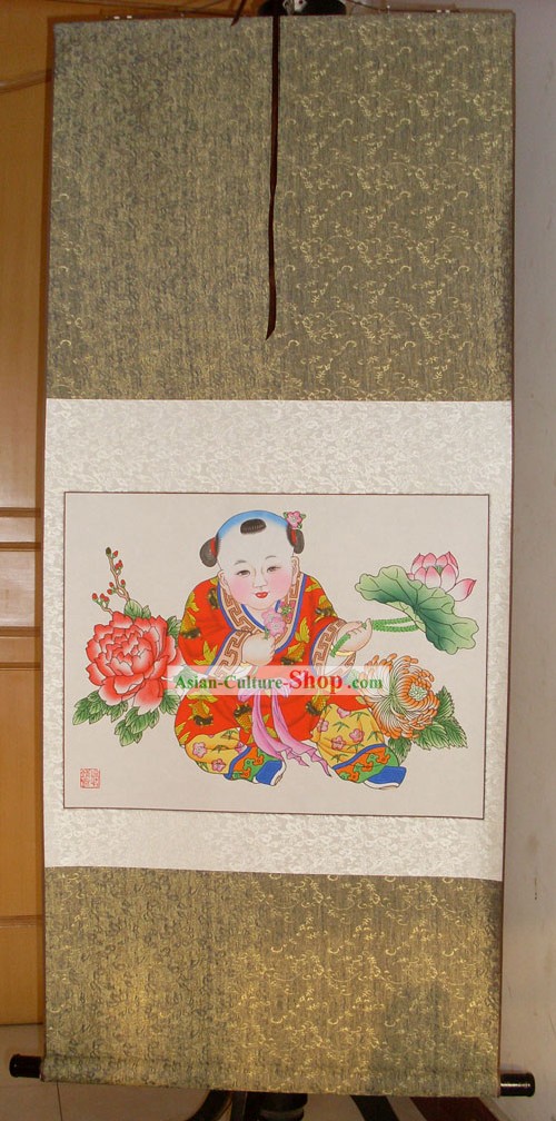 Chinese Traditional Tianjin Yangliuqing Figure Paintings - Four Seasons Flower