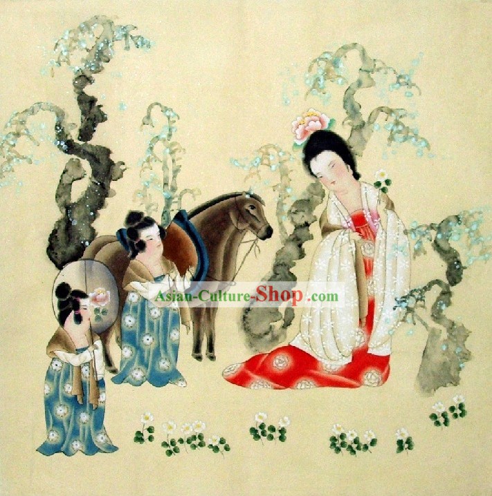 Traditional Chinese Ancient Lady Painting by Qin Shaoping