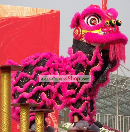 Happy Celebration Supreme Chinese FUT SAN Lion Dance Costumes Complete Set (peachblow and black)