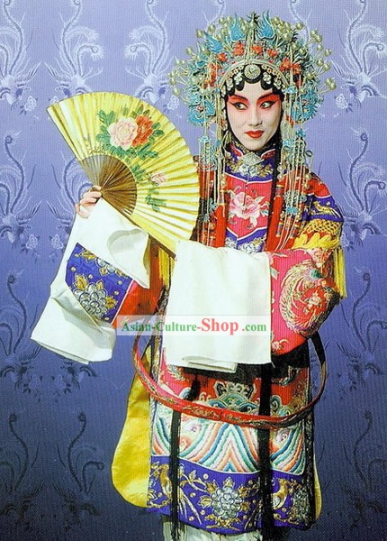 Traditional Beijing Opera Costume and Phoenix Crown Complete Set