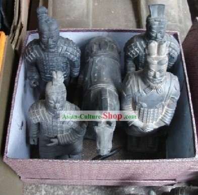 Chinese Xian Terra-cotta Figures Five Statues Set