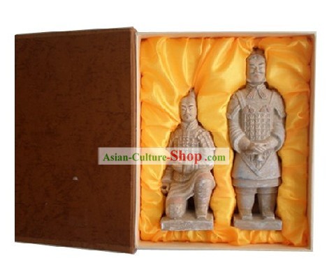 Chinese Xian Terra-cotta Figures Two Statues Set