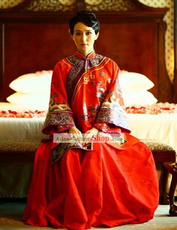 Supreme Ancient Chinese Traditional Wedding Clothing Complete Set for Bride