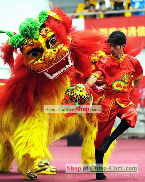 Beijing Olympic Games Opening Ceremony Lion Dance Costumes and Dancer Uniform Complete Set