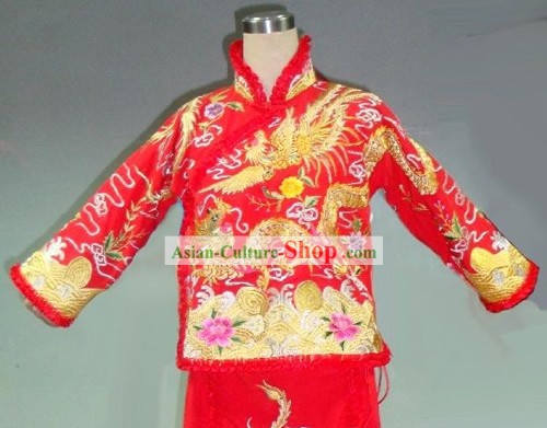 Chinese Classical Lucky Red Handmade Wedding Dress for Women