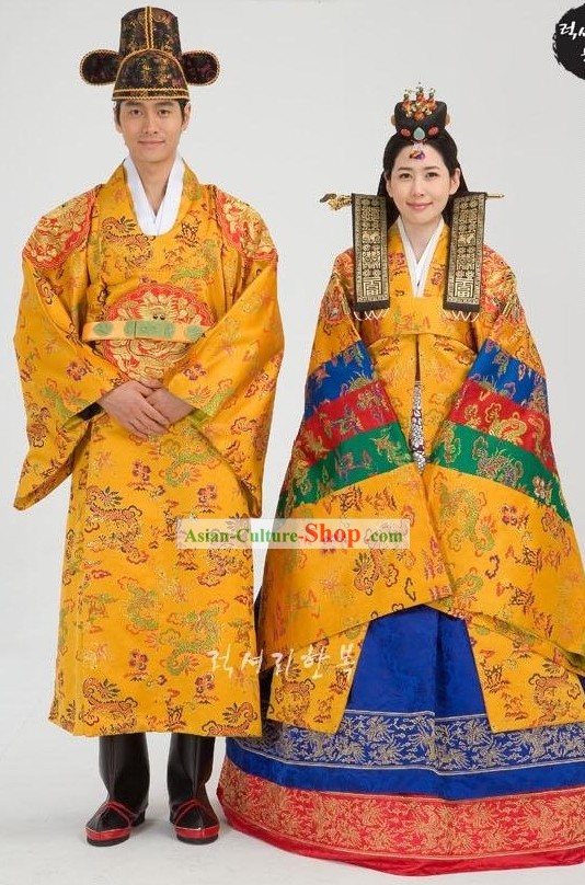 Traditional Korean Wedding Hanbok for Bride and Bridegroom