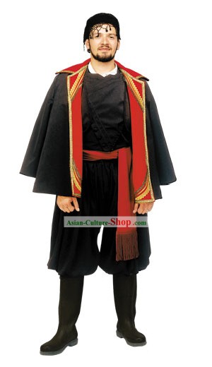 Cretan Male With Coat Traditional Greek Costume
