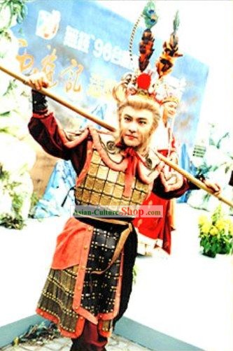Chinese Traditional Sun Wukong (Monkey King of Journey to the West) Costumes and Hat Complete Set