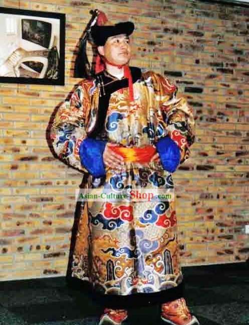 Chinese Classical Mongolian Clothing and Hat for Men