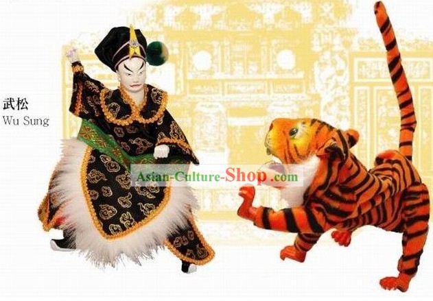 Traditional Chinese Puppets 2 Sets of Wu Song Fighting Tiger