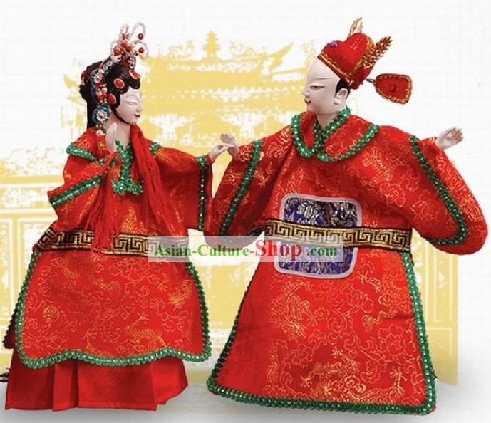 Traditional Chinese Puppets 2 Sets of Newly Wedded Couple