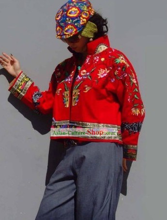 Chinese Stunning Miao Tribe Hand Embroidery Collectible-Jacket for Woman