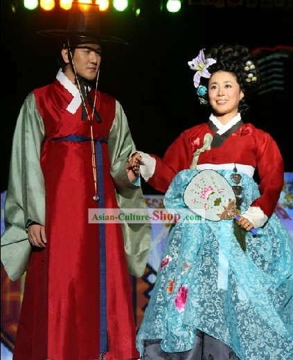 Ancient Korean Hanbok Clothing Two Sets for Men and Women