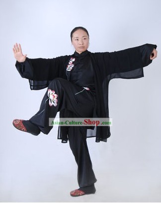 Traditional Lotus Silk Tai Chi Clothing and Cape Set