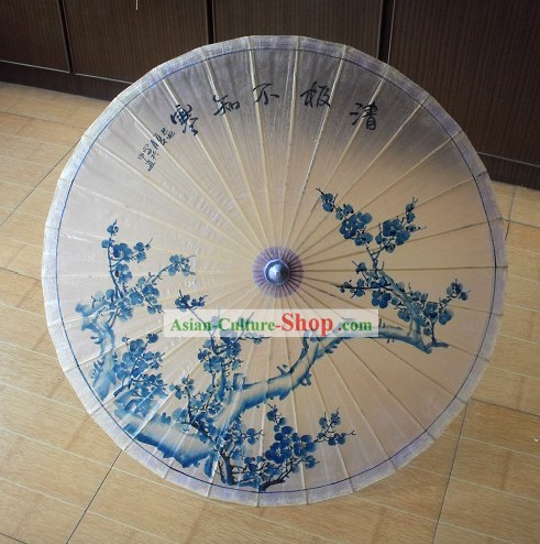 Chinese Painted Plum Blossom Oilpaper Umbrella
