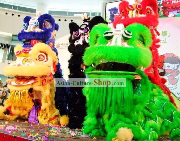 Chinese Handmade HOK SAN Lion Dance Costumes Complete Set