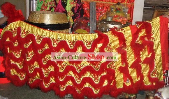 Red Sheep Fur Lion Dancing Body Tail Pants Claws Set