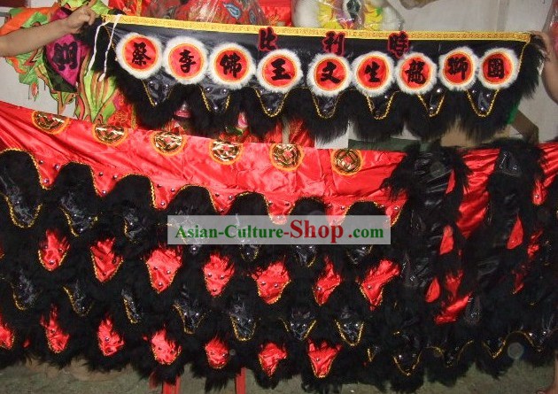 Traditional Long Sheep Fur Lion Dance Tail, Pants and Claws Set