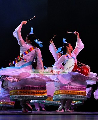 Traditional Chinese Chaoxian Ethnic Minority Dance Costumes Set