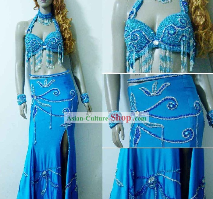 Top Blue Belly Dance Costumes Complete Set for Women