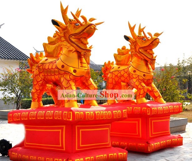 Large Chinese Golden Opening Inflatable Kylin