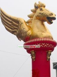 Traditional Large Inflatable Golden Horse Pillar