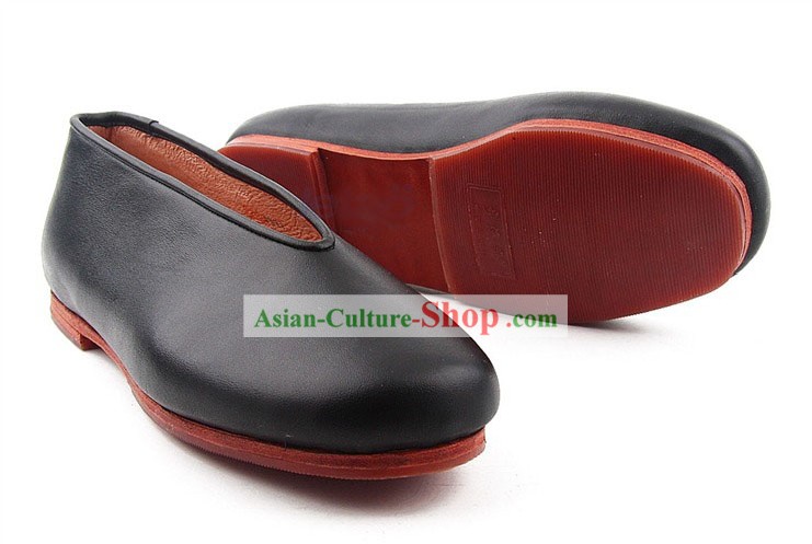 Traditional Chinese Beijing Bu Ying Zhai Cow Leather Black Shoes