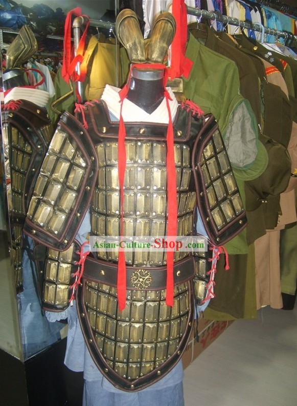 Qin Terra Cotta Warrior Armor Costume and Headpiece Complete Set