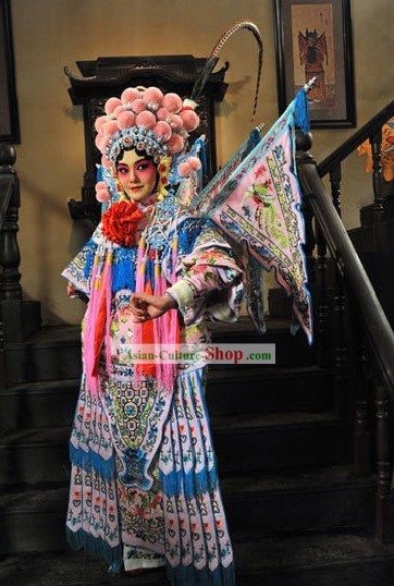 Chinese Peking Opera Da Kao Armor Costumes and Helmet Full Set for Women