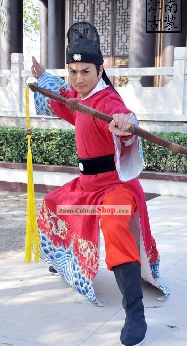 Ancient Chinese Zhan Zhao Swordsman Costumes and Hat