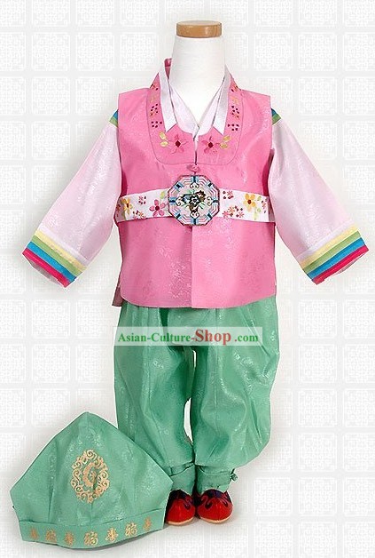 Korean Kids Hanbok Costume and Hat Complete Set