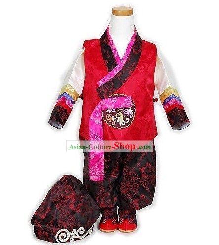 Traditional Korean Hanbok Costumes and Hat Complete Set