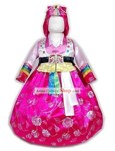 Traditional Korean Hanbok Costumes and Hat Complete Set